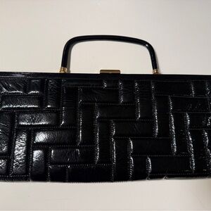 Elegant Black Leather Wristlet